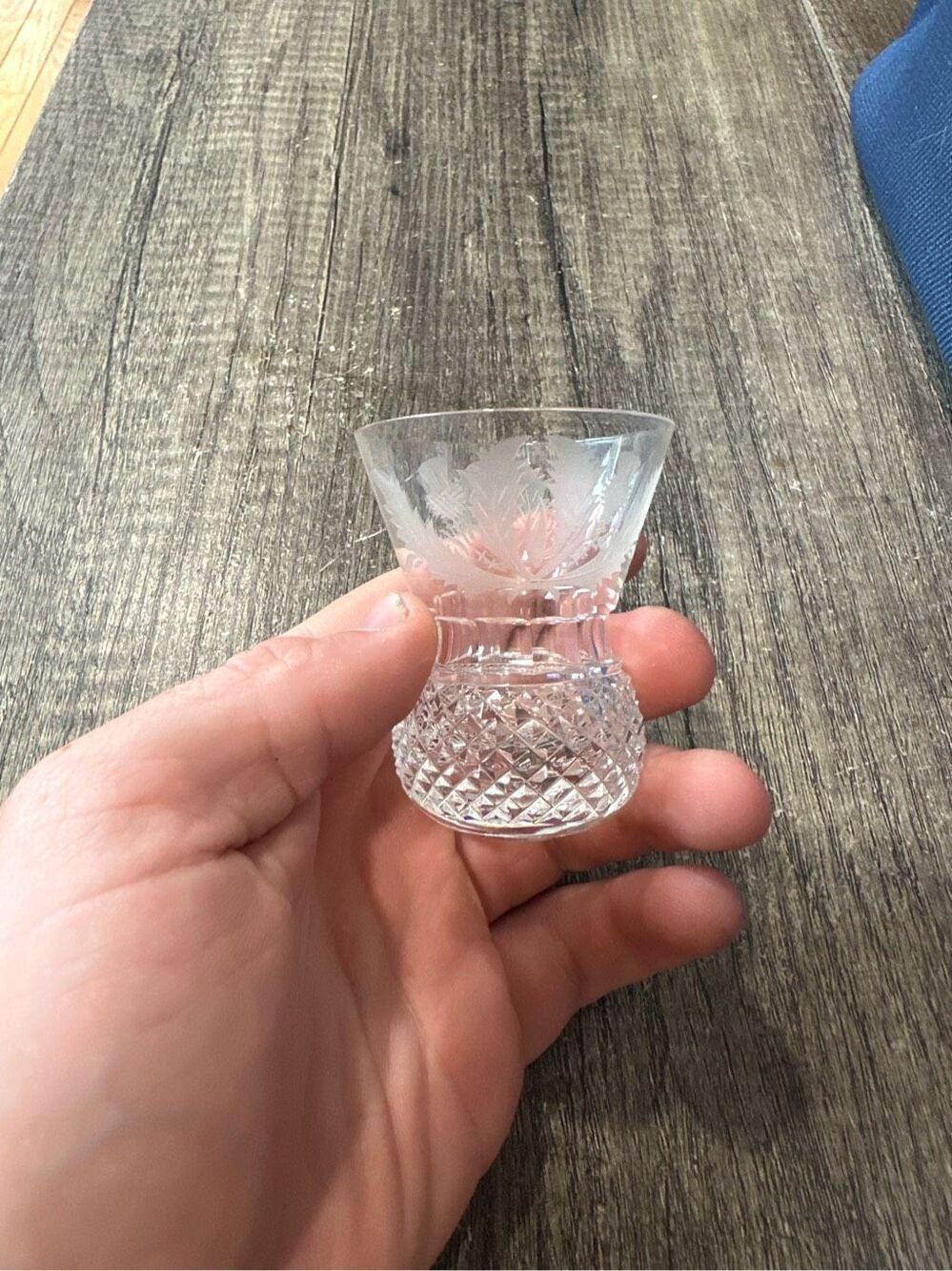 Edinburgh Crystal Thistle Shot Glass Etched Thistle Cut Shot Glass Small